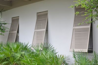 Durable Storm Shutters on Buildings